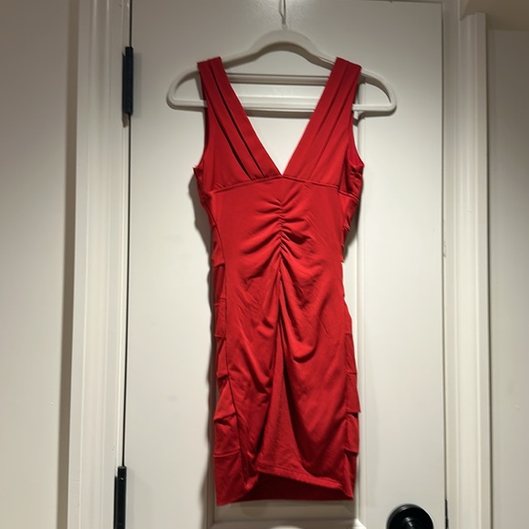 Emerald Sundae Red Deep-V Minidress - Picture 3 of 8